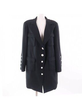 Chanel Vintage 07P CC Logo Button Jacket Black with Pocket 46